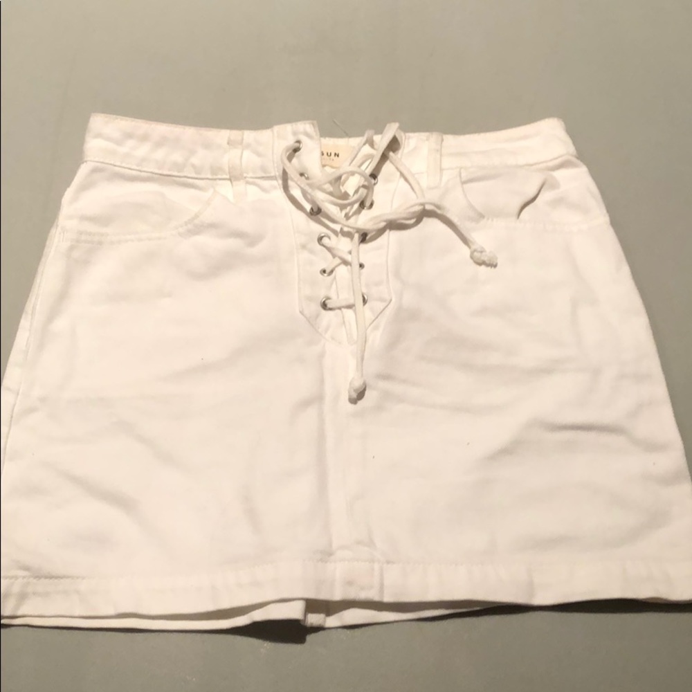 White Lace Up denim skirt